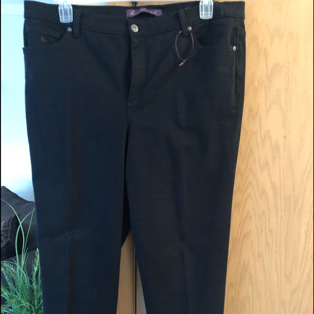 Black straight leg jeans